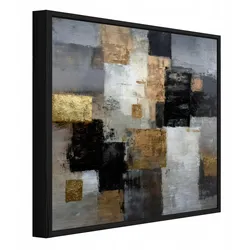 BILDER mit Rahmen Abstraktion Geometrisch Schwarz 30x30 cm