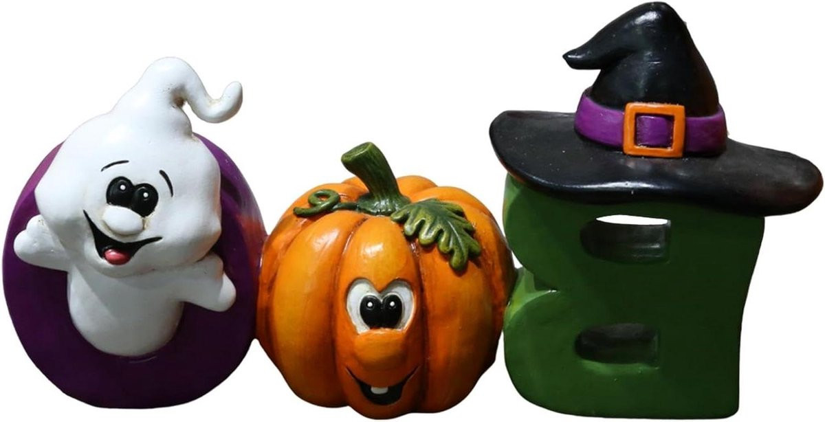 Wit Hars Spook Pompoen Beeldje voor Halloween Decoratie