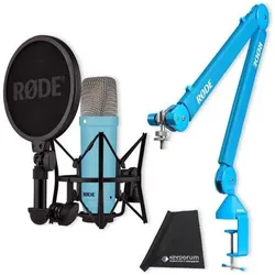 RØDE Mikrofon NT1 Signature Blau mit PSA1+ Gelenkarm Blau und Tuch, Mikrofon