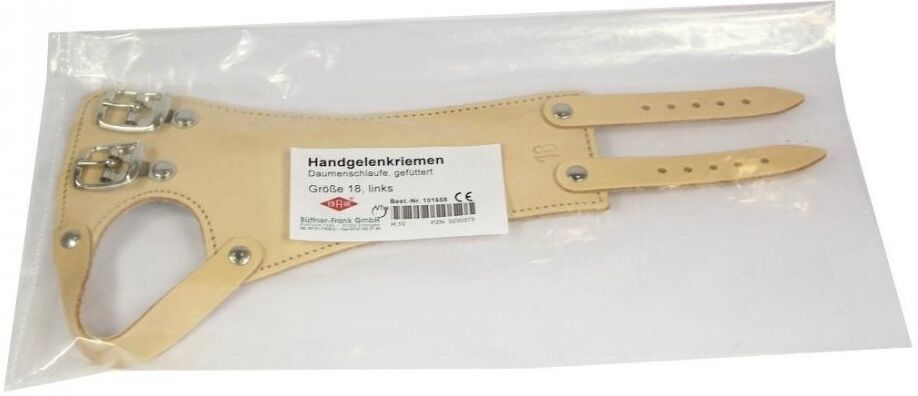 Handgelenkriemen 18 Leder links 2 Schn. gefaltet, gefärbt, gefal 1stk
