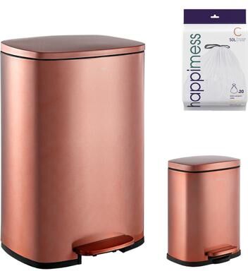 happimess 13-Gallon Trash Can with Soft-Close Lid and FREE Mini Trash Can