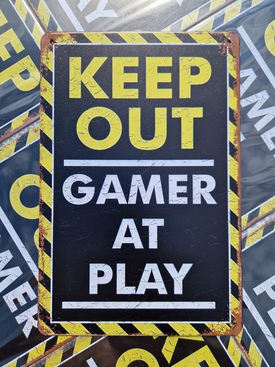 Keep out Gamer at play metalen wandbord voor binnen en buiten B: 30 cm, H: 20 cm