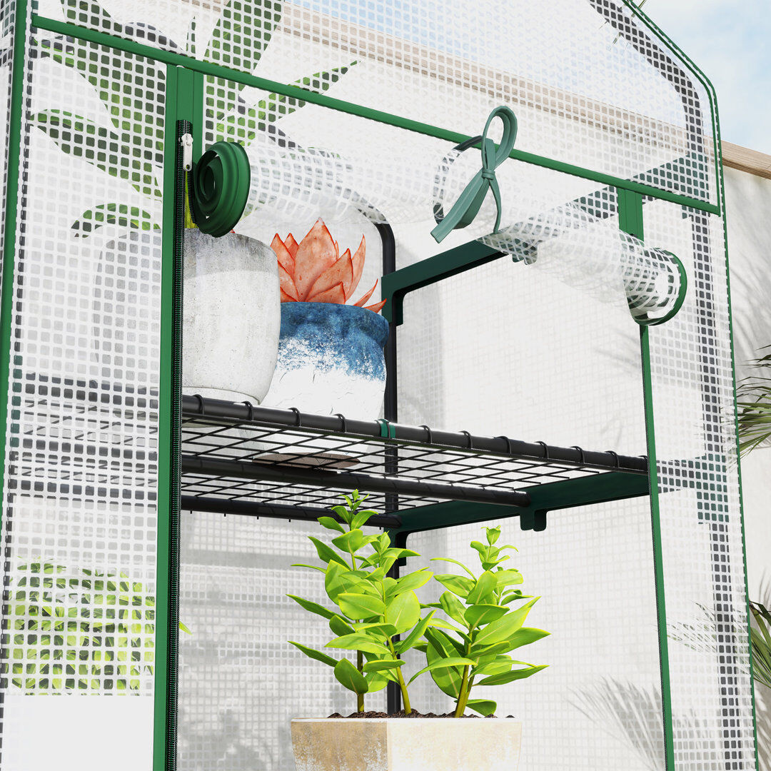 NFusion Renna Five Tier Mini Greenhouse With Steel Frame And Zipped Door Clear 193cm H X 69cm W X 49cm D