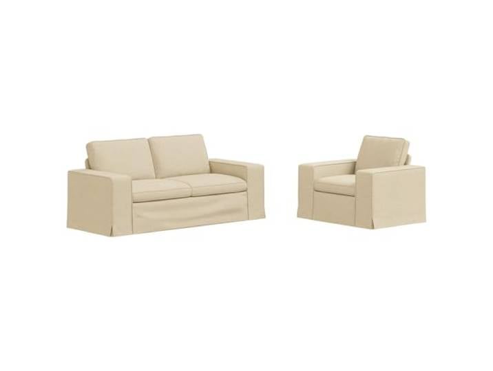 KUTYWEXFM Sofagarnitur 2-Teilig Creme Polstersofa Set Stoff Wohnzimmer Modulares Couch Set mit abnehmbarem Stoffbezug und Metallgestell fuer Schlafzimmer oder Wohnbereich.