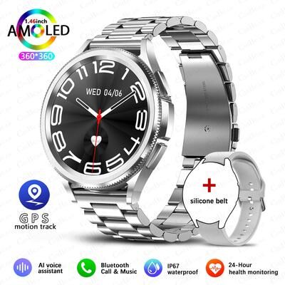 Combo Retail Shop Premium AMOLED GPS Fitness Watch For Men Smartwatch For Everyday Performance gray Steel