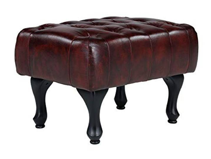 Woodkings Chesterfield Pittsfield Hocker Echtleder antik Rot Fußhocker, Designhocker, Federkern, Unikat, Herrenzimmer, Stilhocker