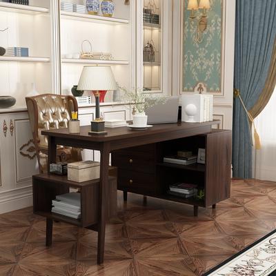 Timechee Desk Computer Desk Modern Workstation Business Desk Rustic Brown Black