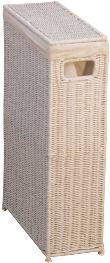 Pharao24.de Rattan Wäschekorb mit Deckel zum Aufklappen Weiß