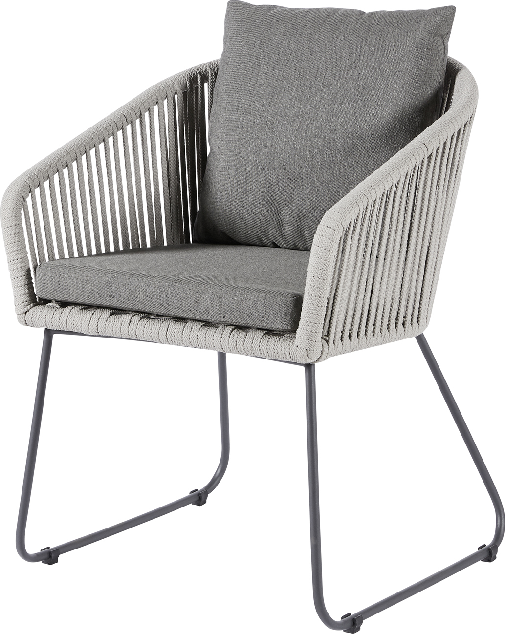 2er Set Diamond Garden Kos Stuhl Edelstahl/Rope inkl. Sitz- und Rückenkissen Light Grey