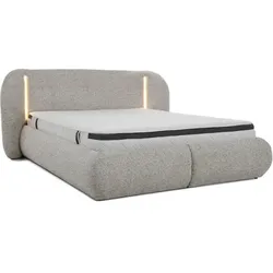 POLSTERBETT Corfu mit LED-Beleuchtung, mit Bettkasten, rundliche Formen, 160x200, Cappuccino