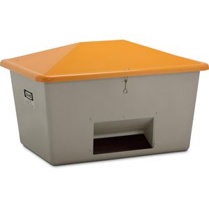 CEMO Streugutbehälter 7436, 1100 Liter, grau, aus GFK, mit Entnahmeöffnung