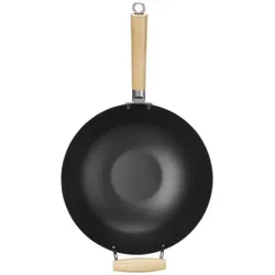 Hendi Wok mit Holzgriff,, ⌀324x565mm, Pfanne + Kochtopf, Schwarz