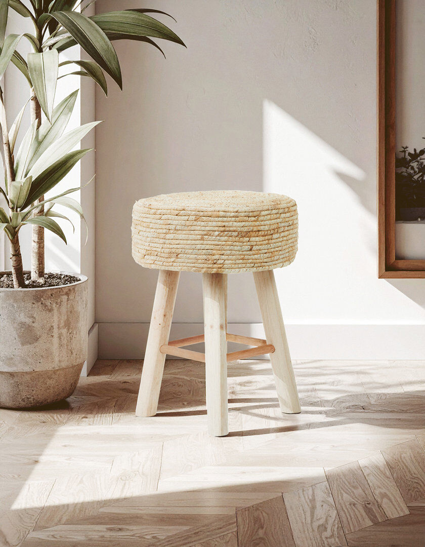 House of Hampton Manufactured Wood Accent Stool Natural 50cm H X 35cm W X 35cm D