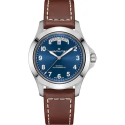 Hamilton Khaki Field King Day Date 40mm H64475540 - Blau mit Sonnenschliff,braun,braun mit heller Ziernaht - 40mm