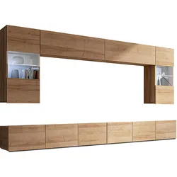 WOHNWAND Kossana 1 Modern Goldene Eiche 300/154/43 cm Stilvoll