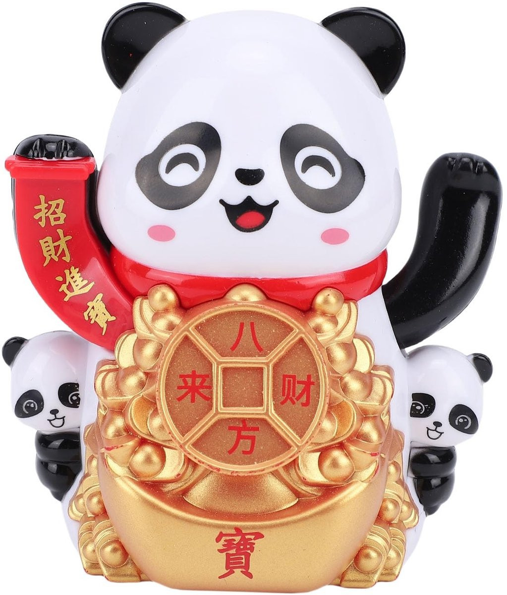 Dailygoods Panda-beeldje op zonne-energie, Automatisch zwaaiend ornament voor op tafel