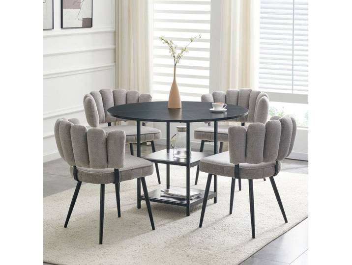 ROVRYN Ensemble table et chaises table a manger ronde 107 cm avec 4 chaises grises rangement style industriel