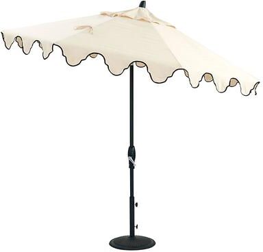 Bunny Williams Mughal Arch Patio Umbrella Replacement Canopy - Canvas Sand with Black Trim - Ballard Designs