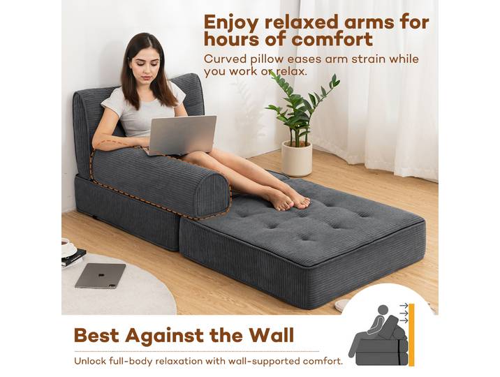 Canapé de sol convertible pour adulte avec oreiller, canapé-lit pliant, confortable, chaise de lit Portable pour le salon
