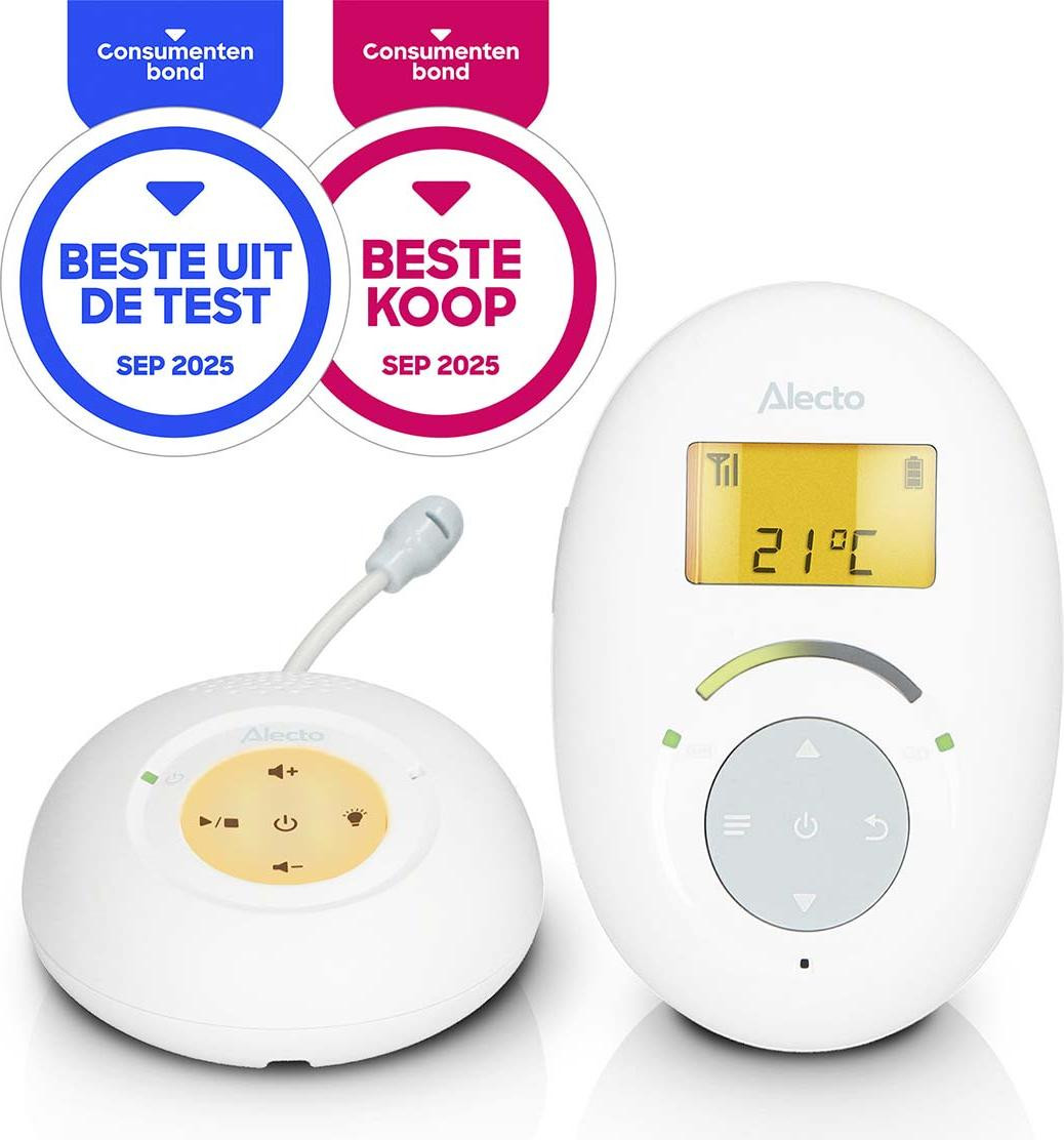Alecto DECT babyfoon met volledige ECO-modus en display, wit/blauw
