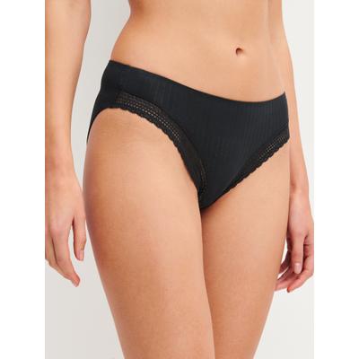 Slip CALIDA "Etude Ajours", Damen, Gr. S (40/42), schwarz, Obermaterial: 89% Modal, 11% Elasthan, körpernah, Unterhosen Slip, mit femininer Spitze, elastisch, in Single-Jersey Qualität