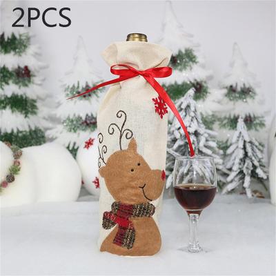 Snug & Styled Santa Claus Wine Bottle Cover Bag For Christmas Table Decor And Holiday Gift Presentation c