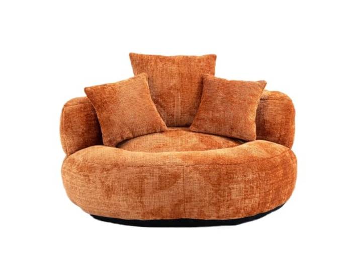 XINGNING Komfort Loungesessel Mit Hoher Rückenlehne für Erwachsene und Kinder, Gaming Sitzsack mit DREI Kissen für Wohnzimmer, Schlafzimmer und Büro (Orange + Chenille + Foam)