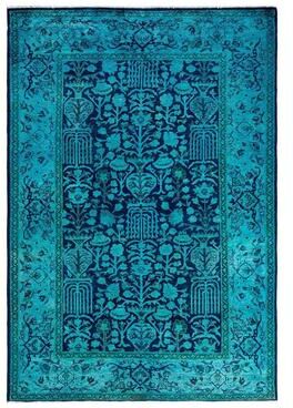 Overton "Vibrance One-of-a-Kind Hand-Knotted Area Rug - Blue, 5' 2"" x 7' 6"" - 5' 2"" x 7' 6"""