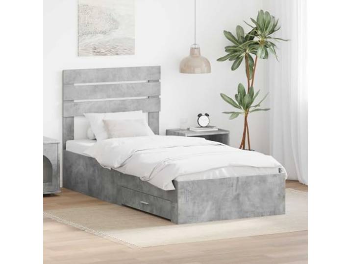 RJPLMFV Bettgestell mit Schublade, Holz Modernes Design, integrierte Aufbewahrung, Metallgriffe, einfache Pflege, Lattenrost inklusive