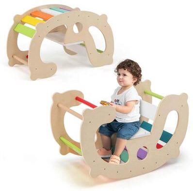 Wooden Arch Rocker Toy Indoor Play Gym Climbing Ladder Set