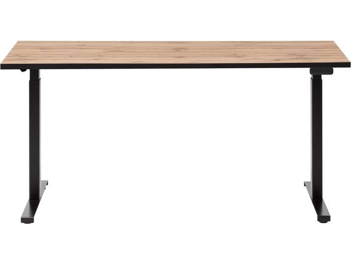Schreibtisch SCHILDMEYER Serie 2000, Schreibtisch elektrisch, Made in Germany, B: 160 cm , beige (eiche landhaus dekor, schwarz, eiche landhaus dekor), Tische, Schreibtisch, Solide Verarbeitung - Dieses Produkt ist in Deutschland gefertigt