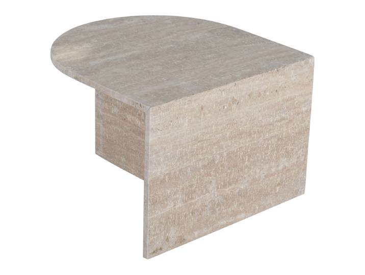 Table basse PUEL demi-ronde 50 x 35 x 50cm Beige/Travertin beige