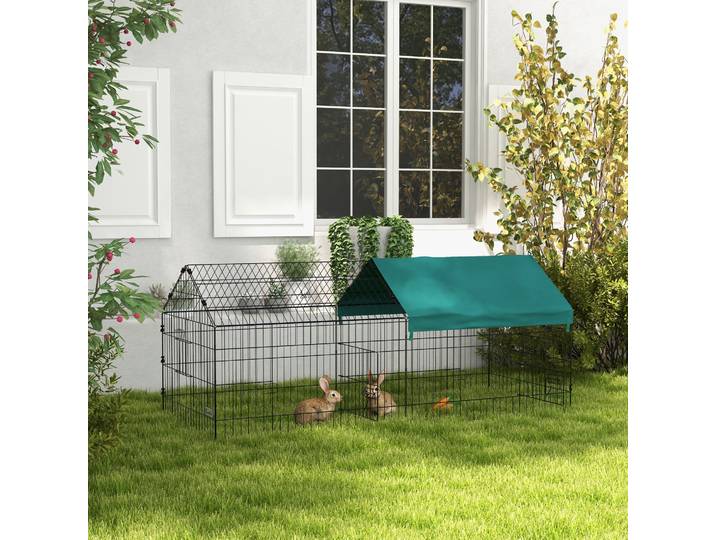 PawHut Parc Lapin Extérieur Acier Vert 185x75x75cm