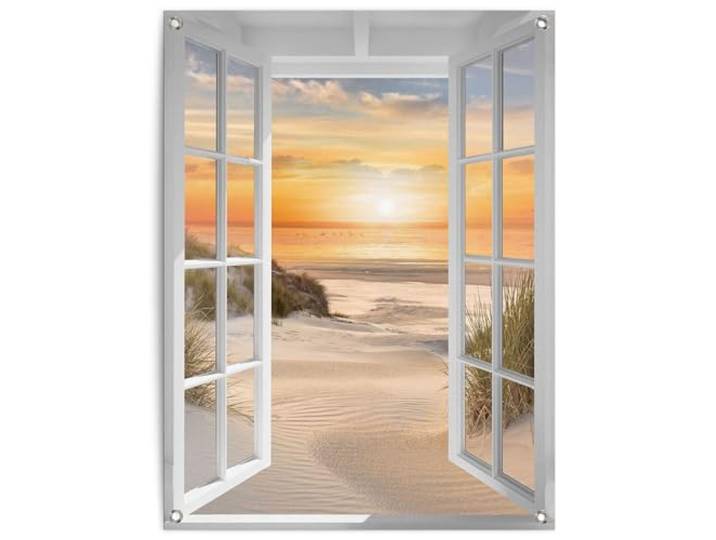 REINDERS Gartendeko, Sonnenuntergang am Strand, Garten, Bilder, Wanddeko, Room Decor, Leinwand, Orange, 80 x 60