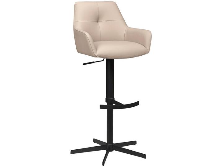 Novel Barhocker, Taupe, Metall, Echtleder, Rindleder, Drehkreuz, 54x99-117x52.5 cm, Sitzfläche 360° drehbar, inklusive Armlehnen, Esszimmer, Barmöbel, Barhocker
