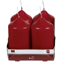 6x Idema, Kerzen, Stumpenkerze 9xØ5cm bordeaux 4 Pack (4x)