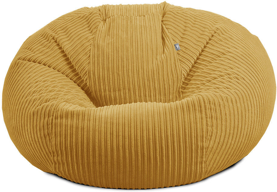 rucomfy Beanbags Jumbo Corduroy Huge Adult Bean Bag Chair. Extra Large Living Room Lounger. 125 (H) cm x 120 (W) cm Mustard Large