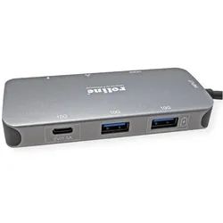 Roline USB dockingstations (USB-C, 6 Ports), Dockingstation + USB Hub, Grau