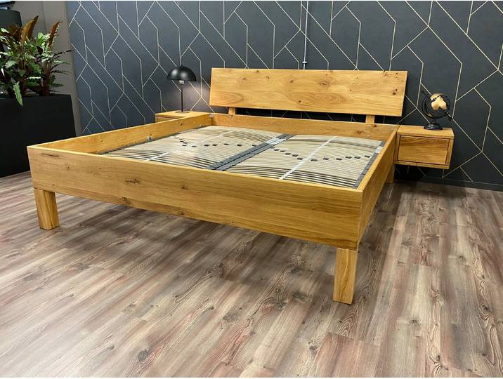 Möbel Specht Massivholzbett Magnus Eiche (bis 300x220cm Liegefläche), Blockfüße