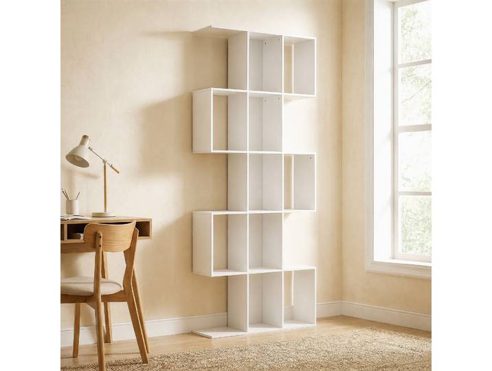 HOMCOM Bibliothèque S 5 Niveaux Blanc 80x24x200 cm