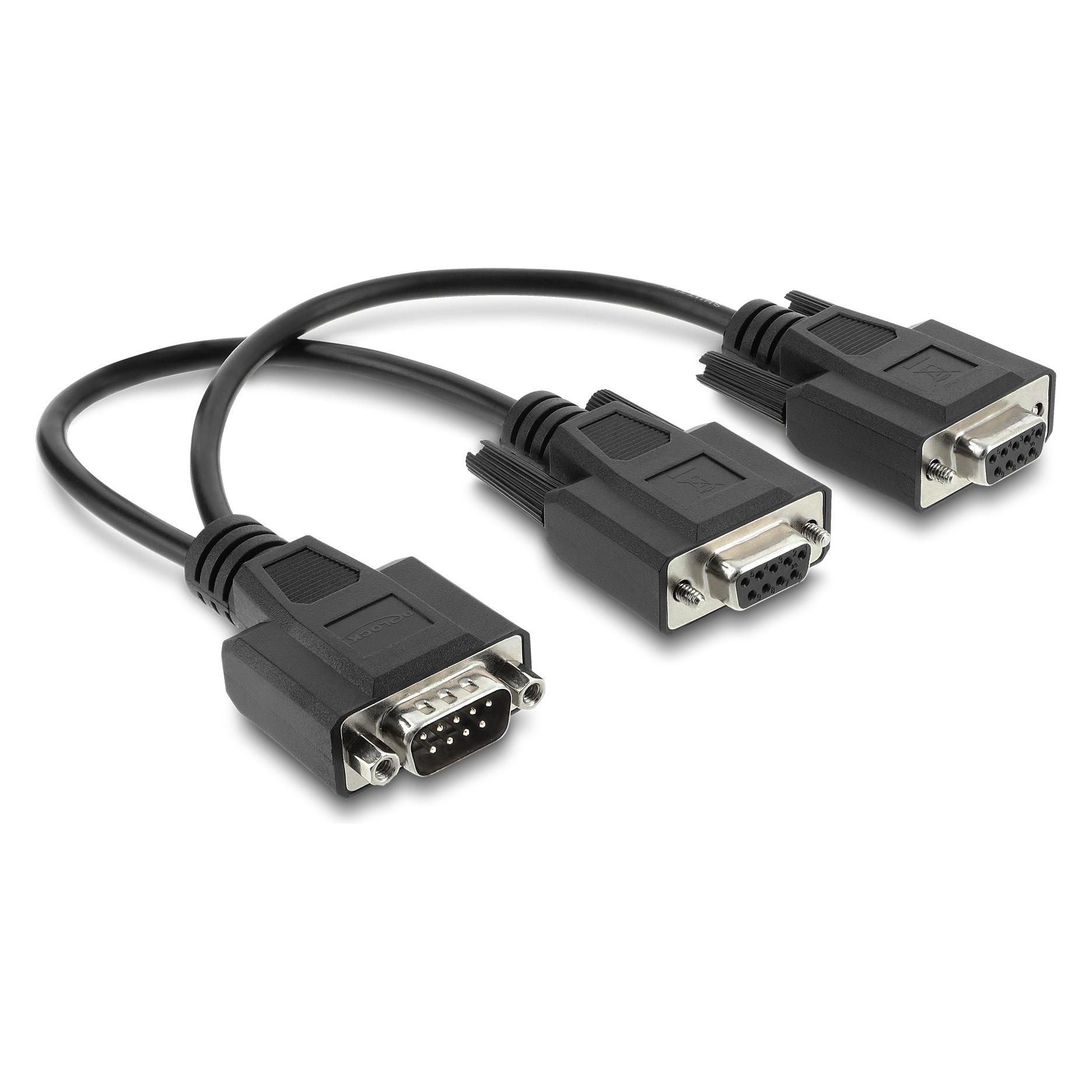 Delock Adapter-Y-Kabel D-Sub9, 1 x Stecker mit Muttern an 2 x (0.25 m) (67444)