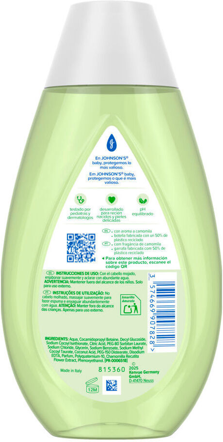 Johnson's Baby Shampoo alla camomilla per neonati 300 ml