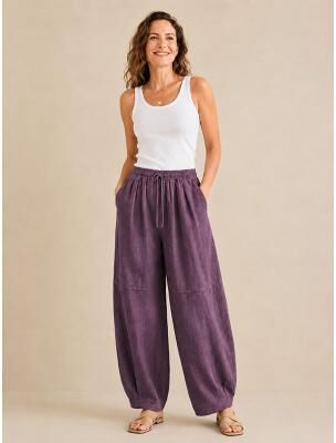 LightInthebox Women's Linen Harem Pants Mid Waist Full Length Drawstring Pocket Vacation Light Yellow Buff Rice