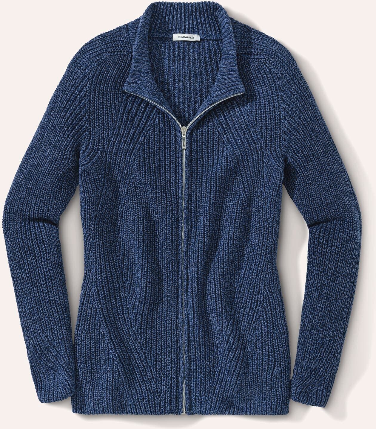 Walbusch Patentstrickjacke Nahtlos, normale Größen, Farbe Blau, 44, nahtlos gestrickt 100% italienische Baumwolle Damen