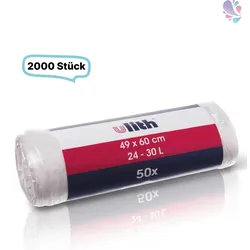 Qualitäts-Müllbeutel 24 Liter, transparent, HDPE, 5my, 2.000 Beutel je SET