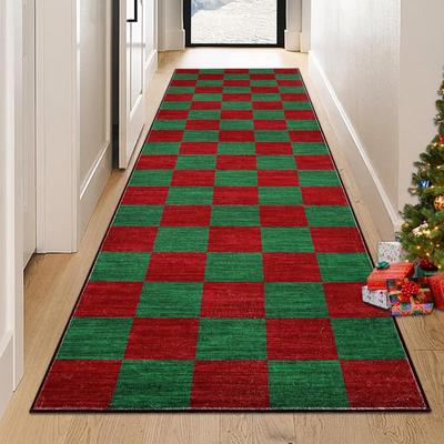 Garvee Machine Washable Christmas Checkerboard Area Rug