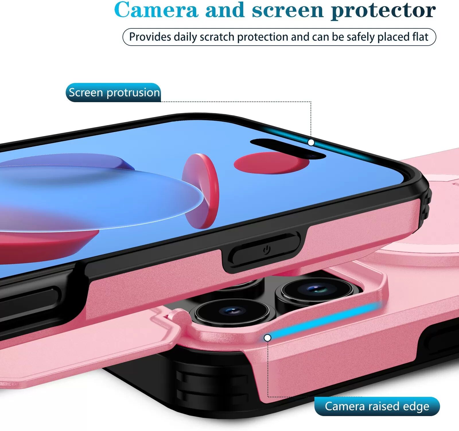 INF 2-in-1 Magnetische Flip-Window-Hülle kompatibel mit iPhone 17 - Stoßfest & Wärmeableitung Rosa