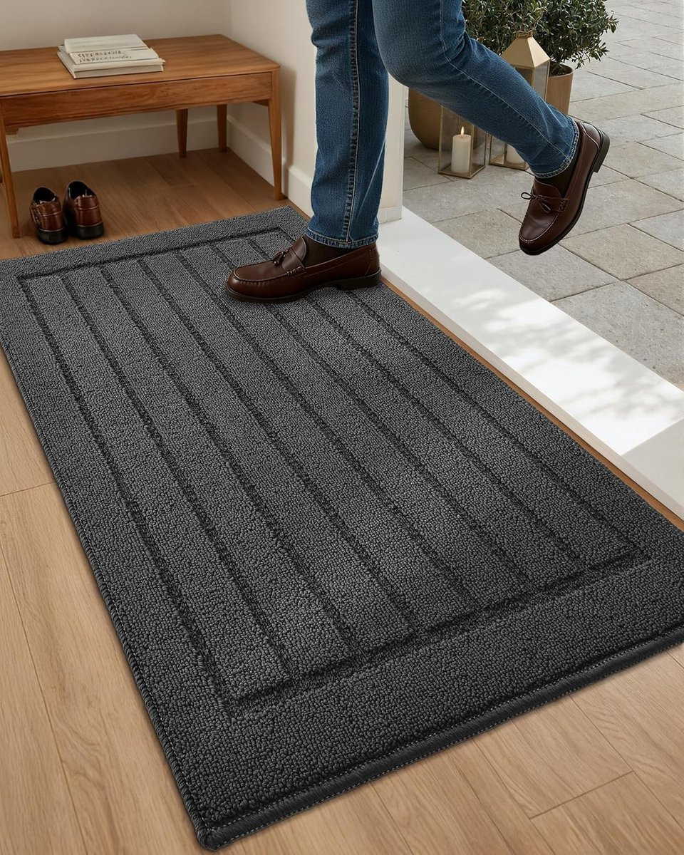 Duurzame en machine wasbare deurmat voor binnen en buiten, Grijs, 50 x 90 cm