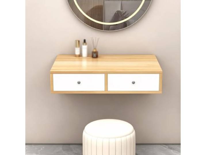 PGZMDTWI Schwebender Schminktisch, Wandtisch, Holz-Arbeitsplatz Modernes Nordisches Design und Platzsparend für Büro, Wohnung und Kleine Räume(C,80 cm31.50 in)