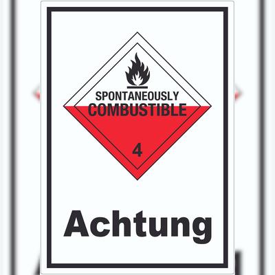 HB-Druck Aufkleber Selbstentzündliche Stoffe Achtung Spotaneously Combustible A4 (210x297mm)